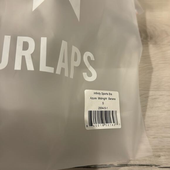 Fourlaps NWT Infinity Sports Bra Azure Midnight Banana with crossed straps back. - Picture 4 of 9